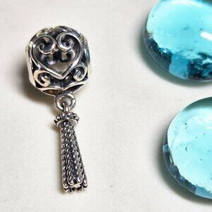 Authentic Pandora Enchanted Heart Tassel Dangle Charm Retired Like New Condition
